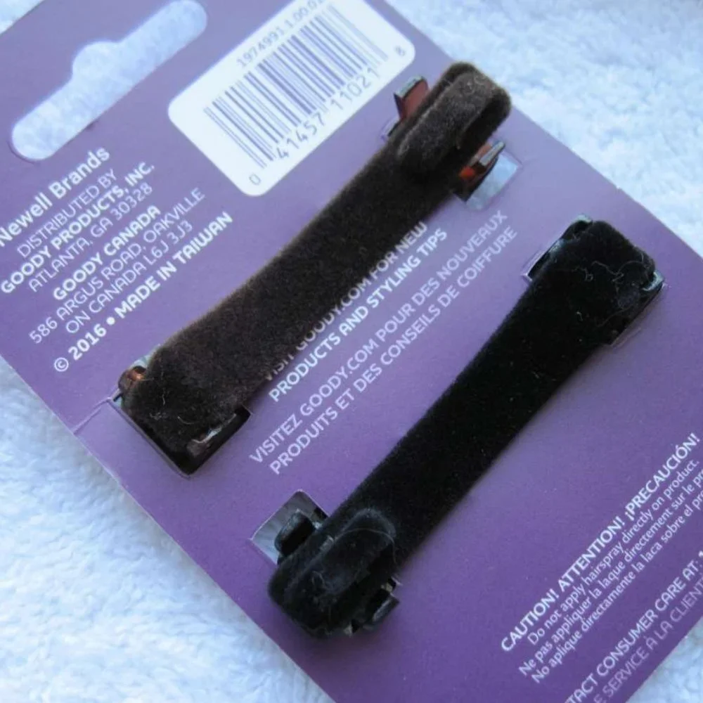 2 Packs - 2 Goody Slideproof Velvet Plastic Stay Put Secure Fit Hair Barrettes